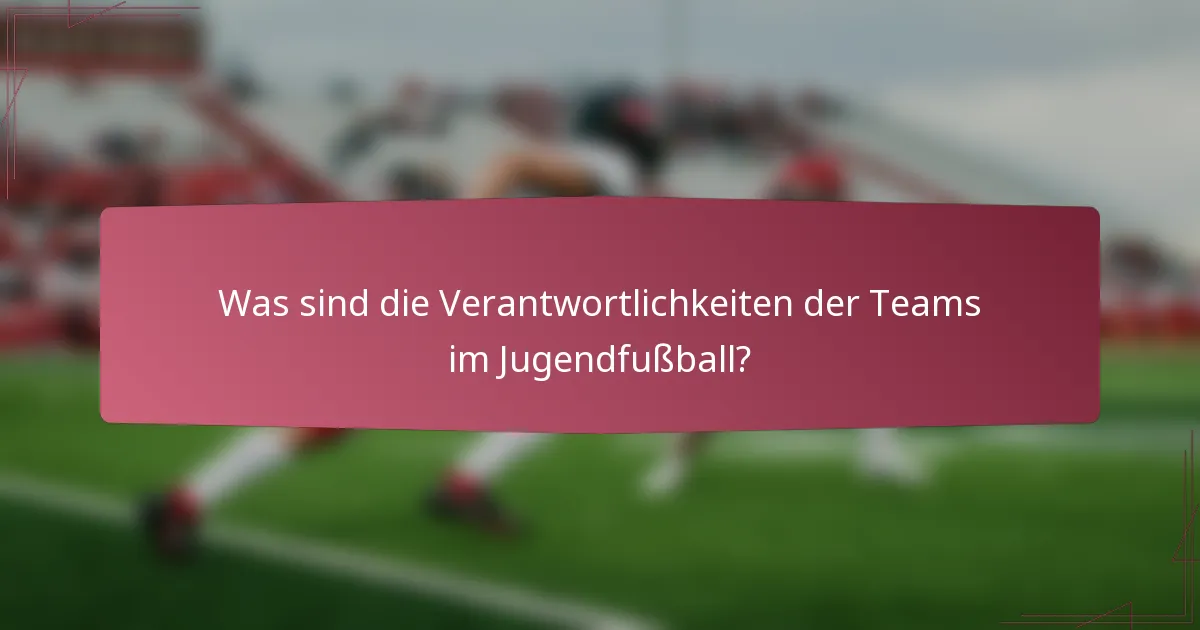 Was sind die Verantwortlichkeiten der Teams im Jugendfußball?