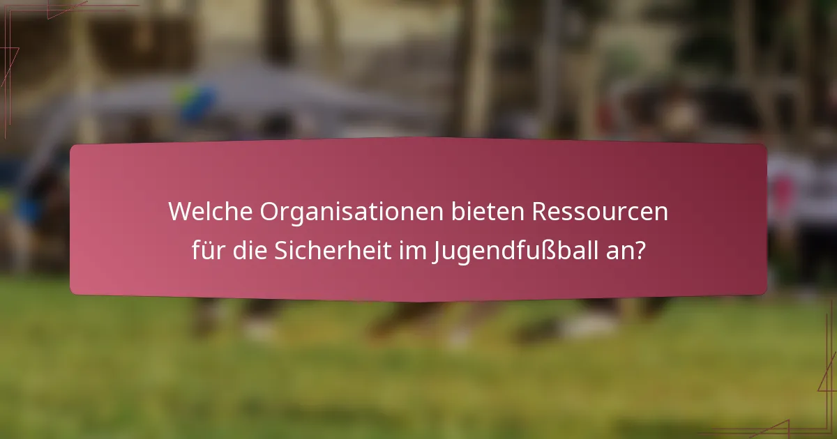 Welche Organisationen bieten Ressourcen für die Sicherheit im Jugendfußball an?