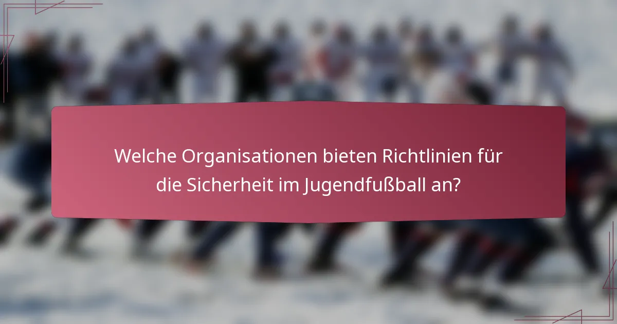 Welche Organisationen bieten Richtlinien für die Sicherheit im Jugendfußball an?