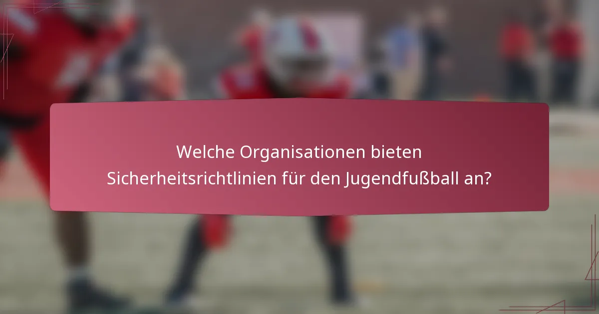 Welche Organisationen bieten Sicherheitsrichtlinien für den Jugendfußball an?