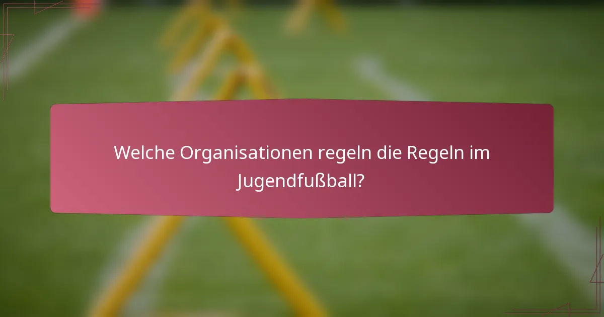 Welche Organisationen regeln die Regeln im Jugendfußball?