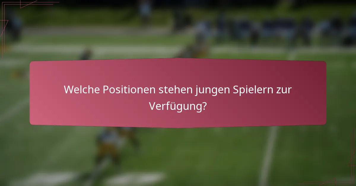Welche Positionen stehen jungen Spielern zur Verfügung?
