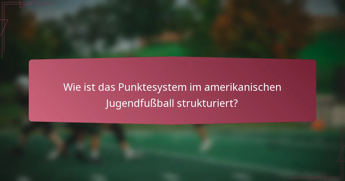 Wie ist das Punktesystem im amerikanischen Jugendfußball strukturiert?