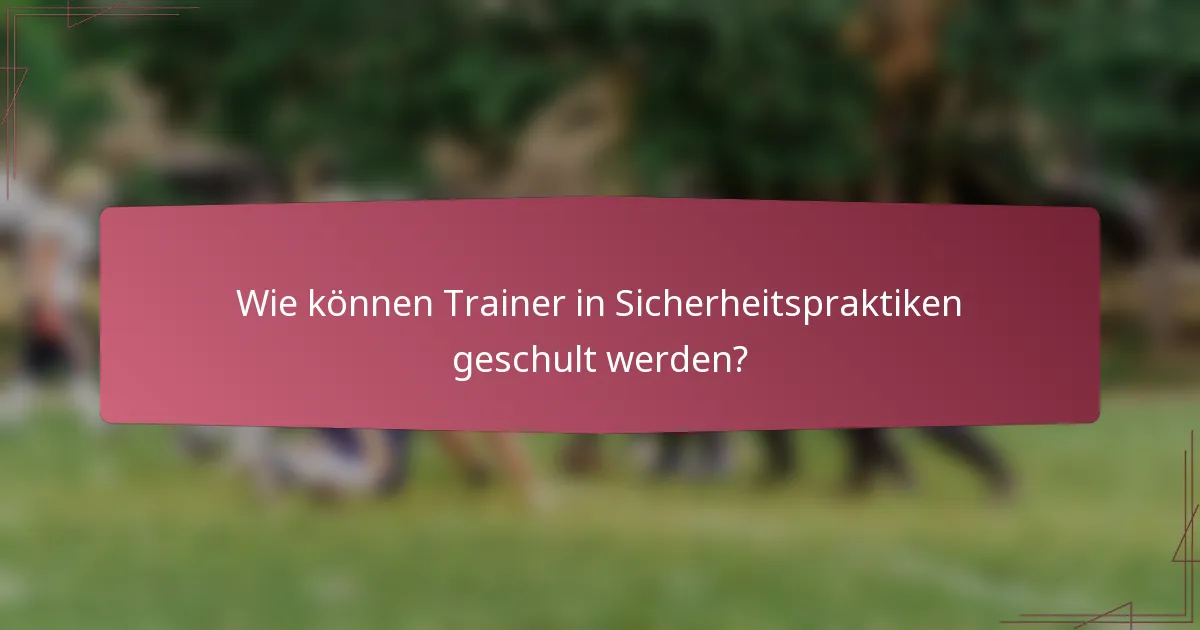 Wie können Trainer in Sicherheitspraktiken geschult werden?