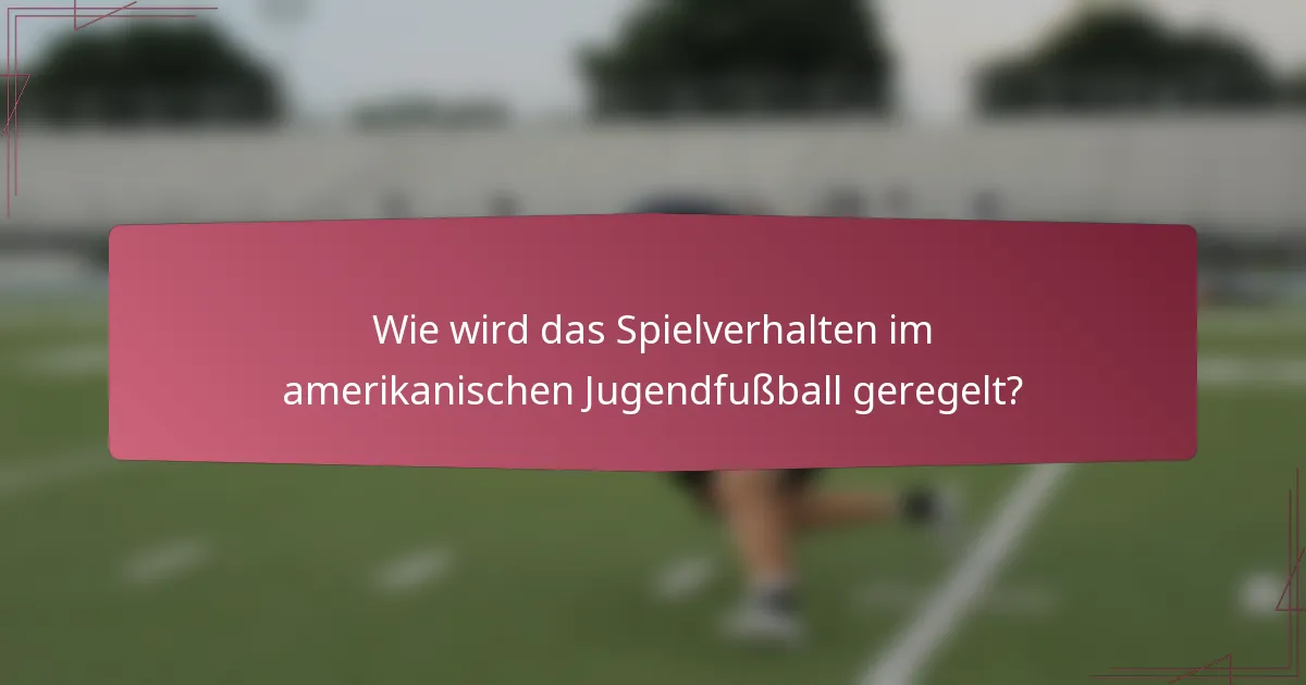 Wie wird das Spielverhalten im amerikanischen Jugendfußball geregelt?
